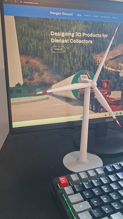 Desktop Miniature Wind Turbine - Scale Model Type 1 Red & White