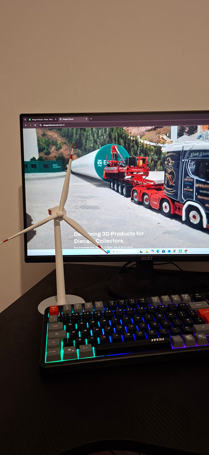 Desktop Miniature Wind Turbine - Scale Model Type 3 Red & White