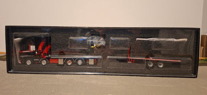 Mammoet Scania R Highline 8x2 + load crane with 2 mid axle flatbed trailer