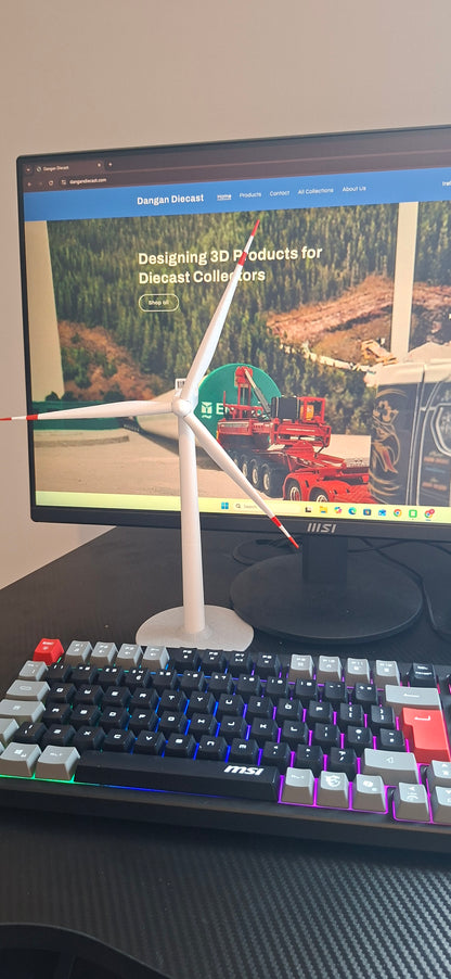 Desktop Miniature Wind Turbine - Scale Model Type 1 Red & White