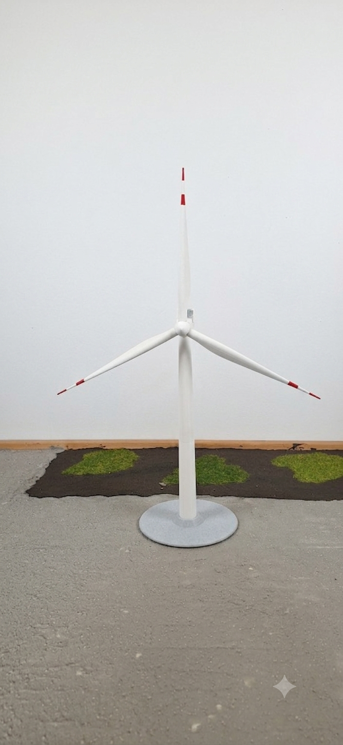 Desktop Miniature Wind Turbine - Scale Model Type 1 Red & White